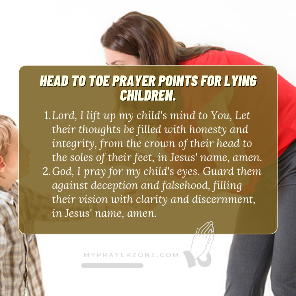 Head to Toe Prayer Points for Lying Children.