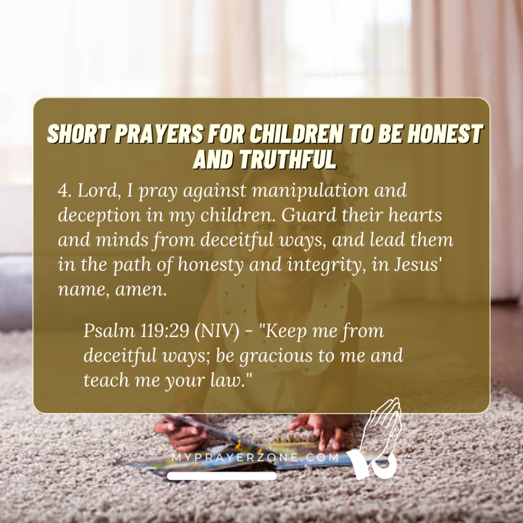 short prayers for children to be honest and truthful